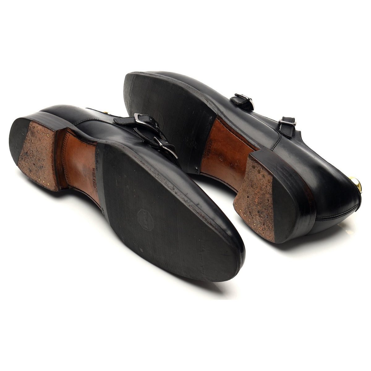 Herring &#39;8491&#39; Black Leather Double Monk Strap UK 8.5 E