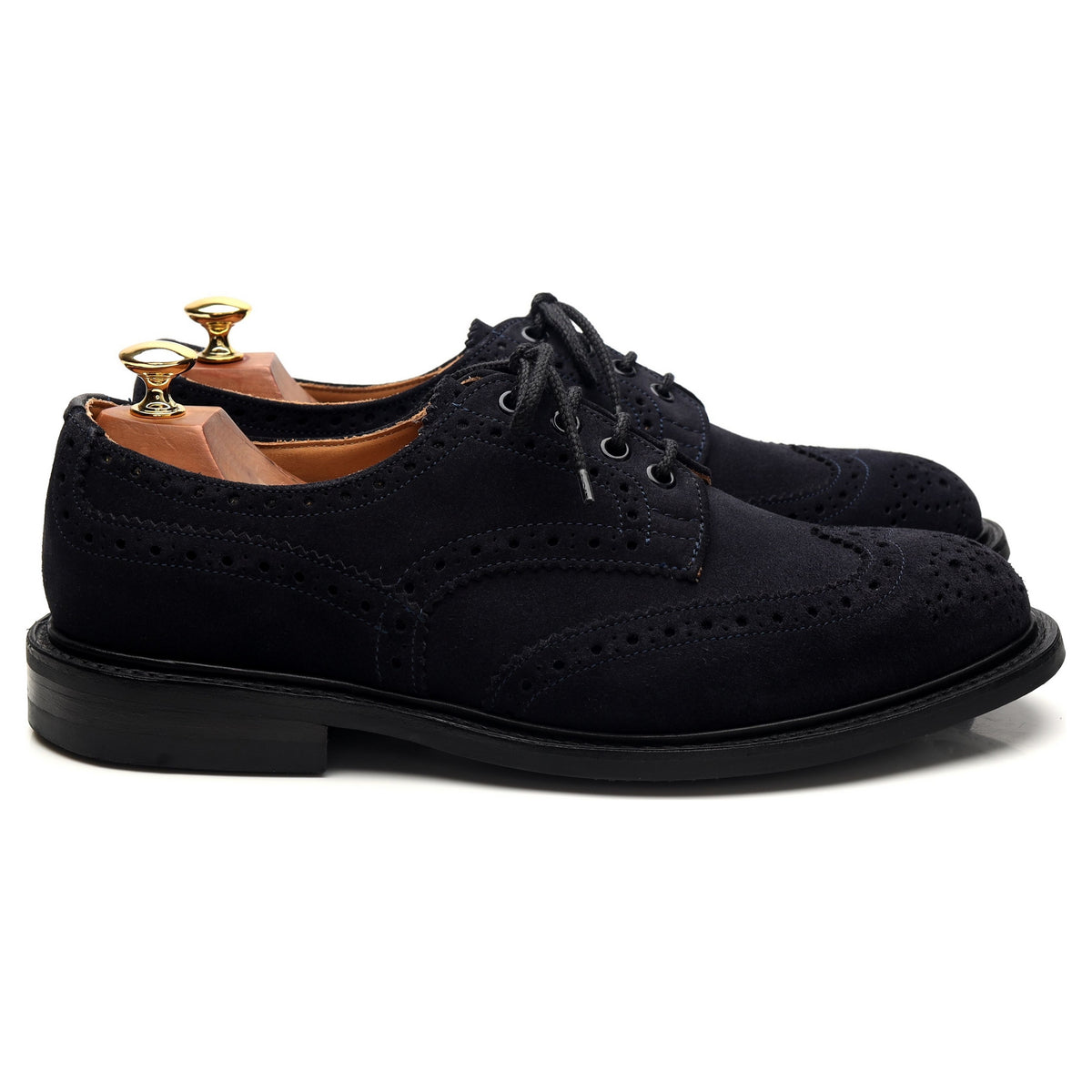 &#39;Bourton&#39; Navy Blue Suede Derby Brogue UK 9