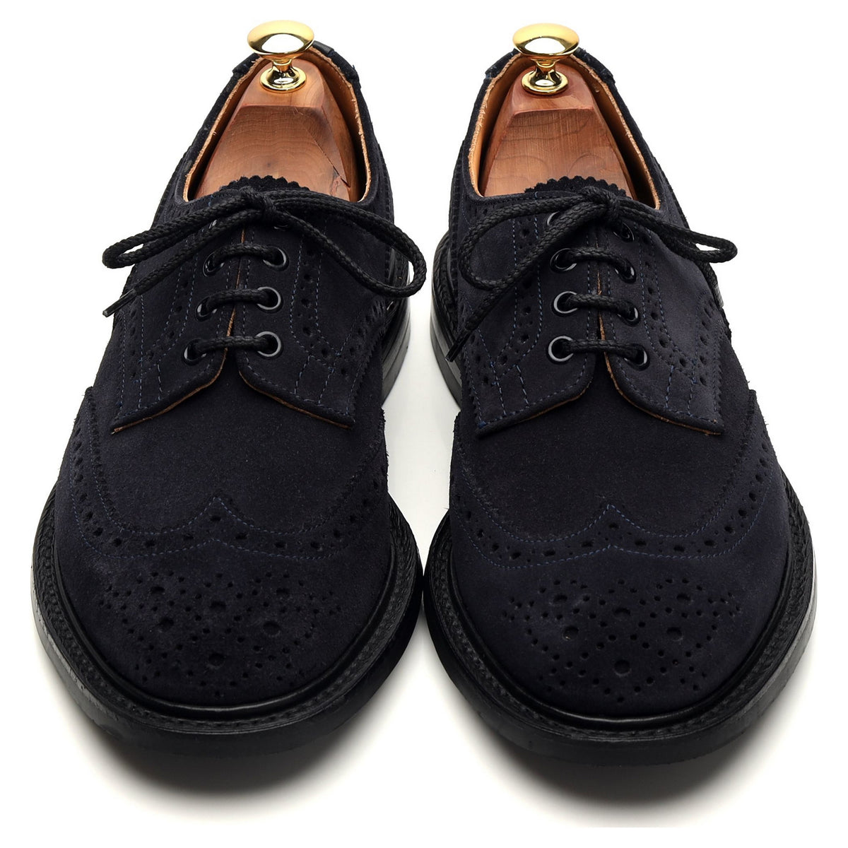 &#39;Bourton&#39; Navy Blue Suede Derby Brogue UK 9