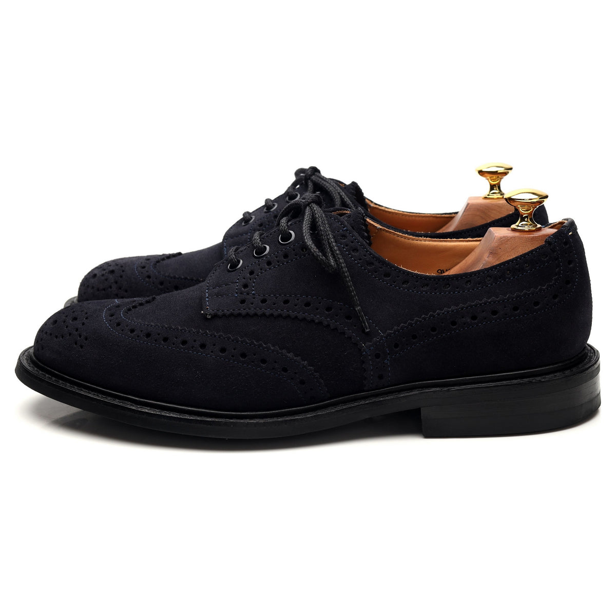 &#39;Bourton&#39; Navy Blue Suede Derby Brogue UK 9