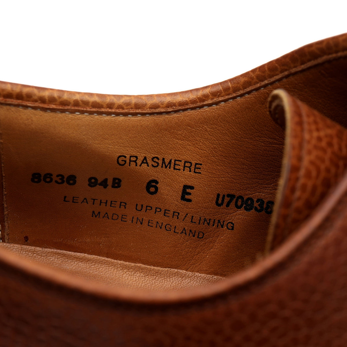 &#39;Grasmere&#39; Tan Brown Grain Leather Derby UK 6 E