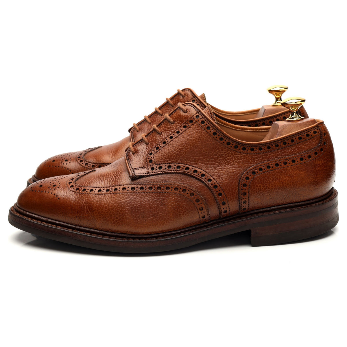 &#39;Pembroke&#39; Tan Brown Grain Leather Derby Brogues UK 9 G