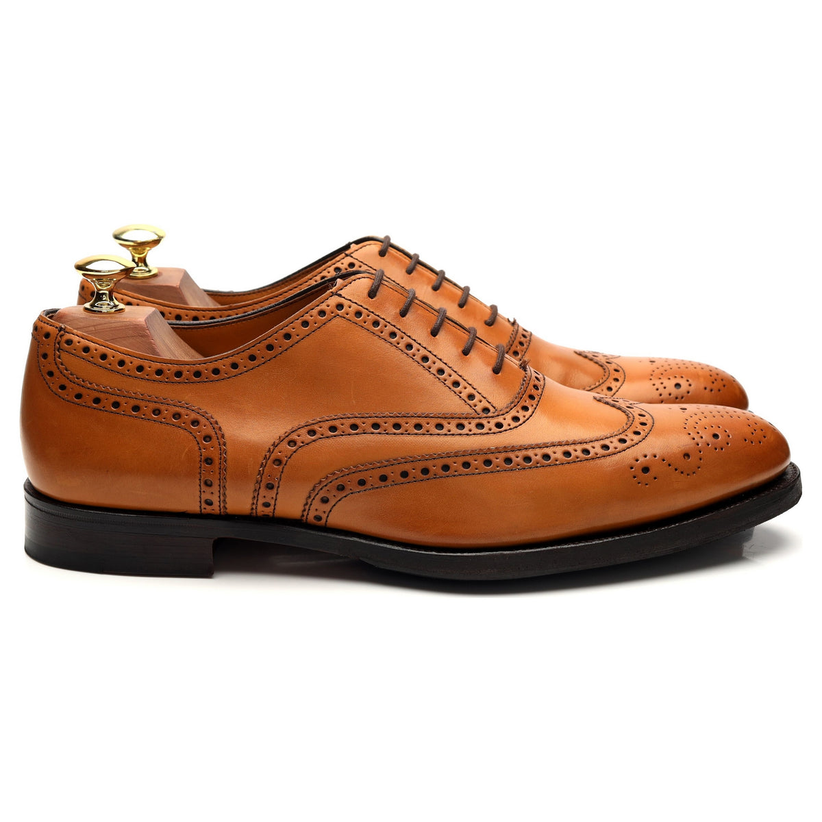 &#39;Walter&#39; Tan Brown Leather Oxford Brogue UK 8.5