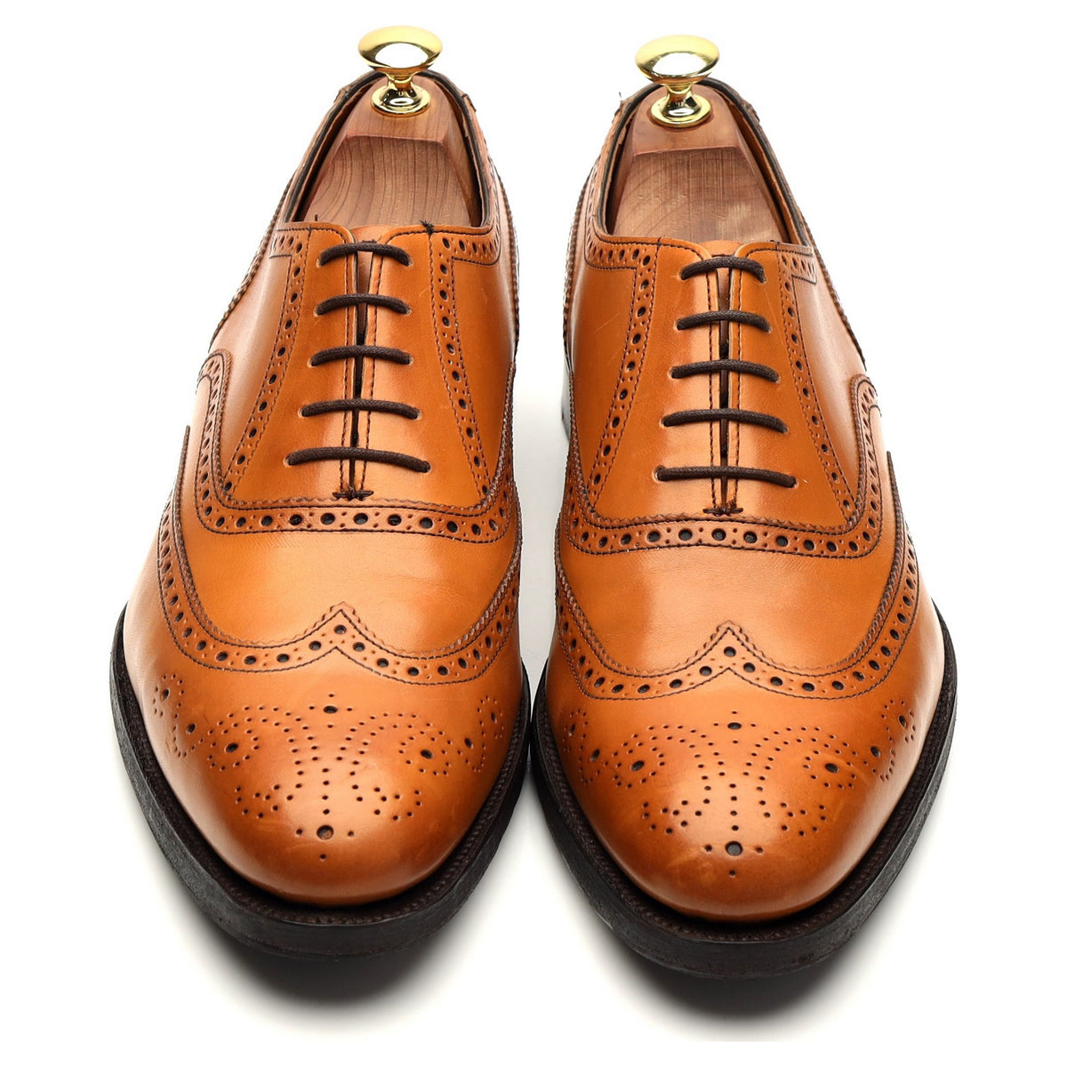 &#39;Walter&#39; Tan Brown Leather Oxford Brogue UK 8.5