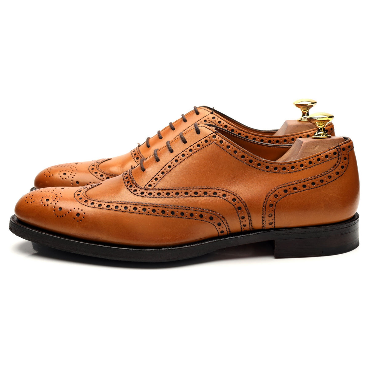 &#39;Walter&#39; Tan Brown Leather Oxford Brogue UK 8.5