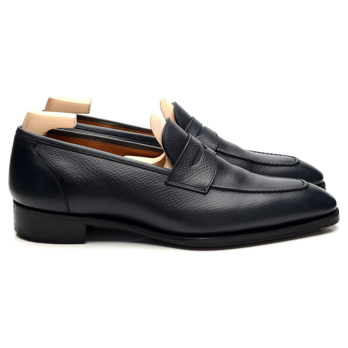 &#39;Monaco&#39; Navy Blue Grain Leather Loafers UK 7.5 F