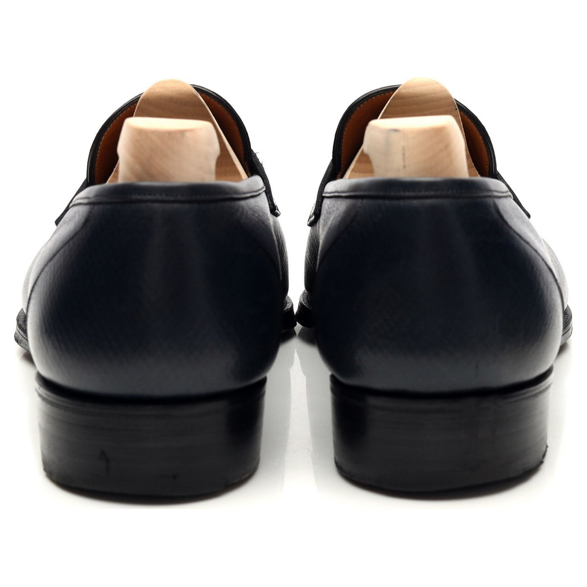 &#39;Monaco&#39; Navy Blue Grain Leather Loafers UK 7.5 F