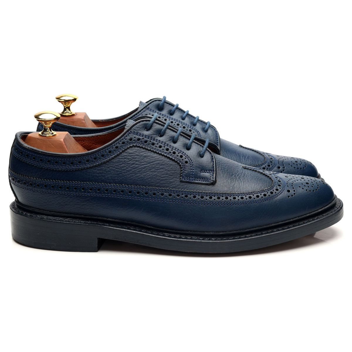 Duckie Brown Navy Blue Leather Derby Brogues UK 8.5 US 9 D