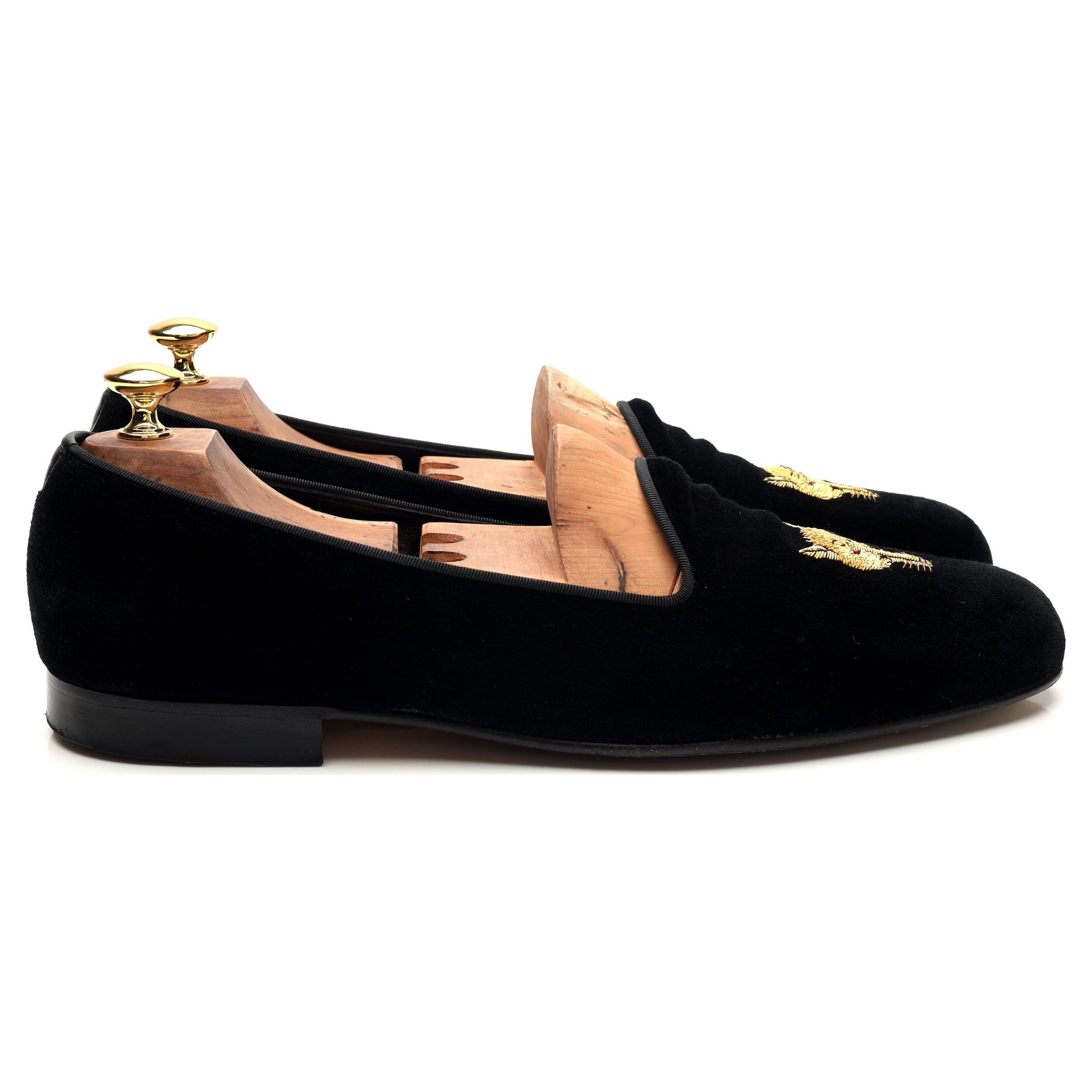 ブラックベルベットスリッパ UK 10.5 E - Abbot