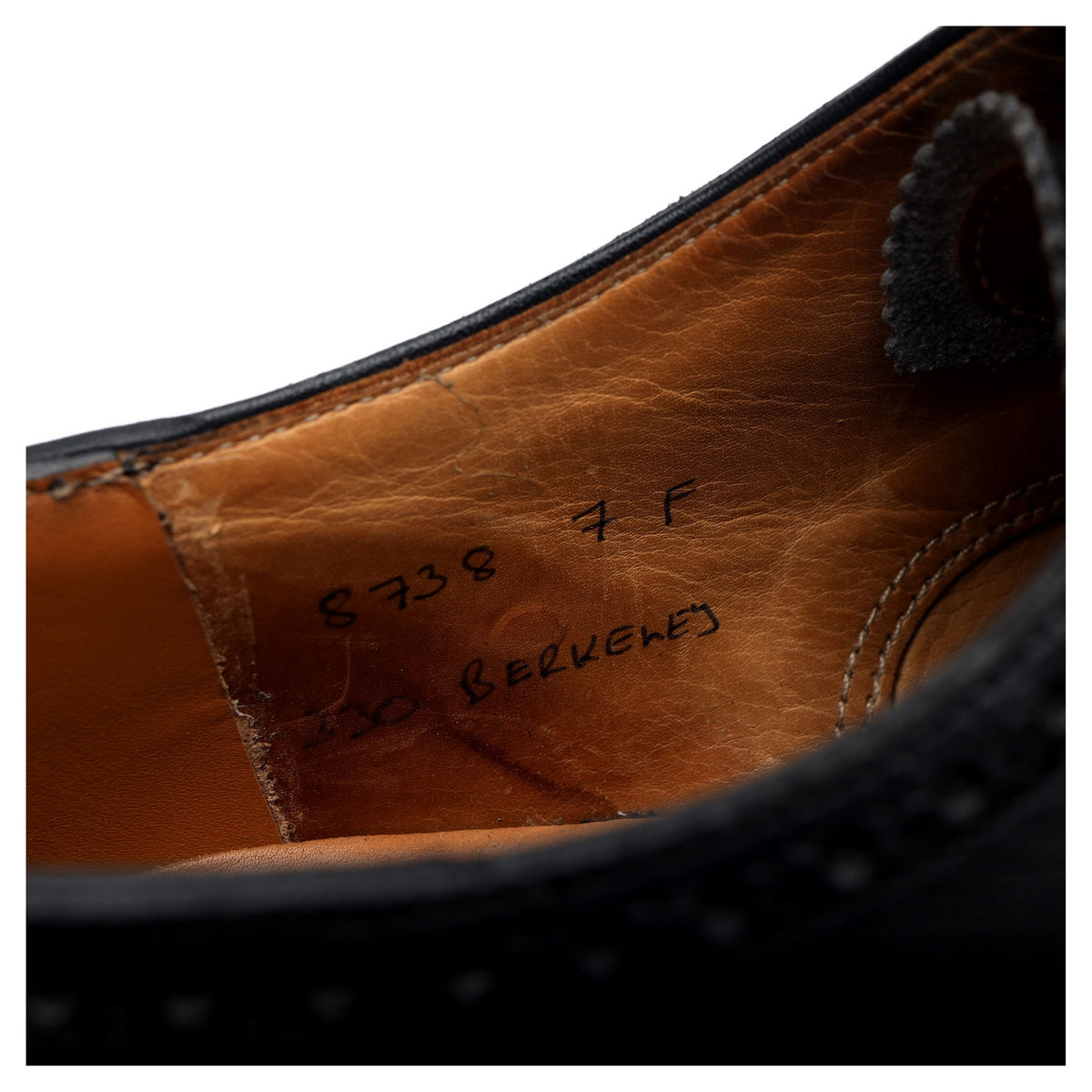 &#39;Berkeley&#39; Black Leather Oxford Semi Brogues UK 7 F