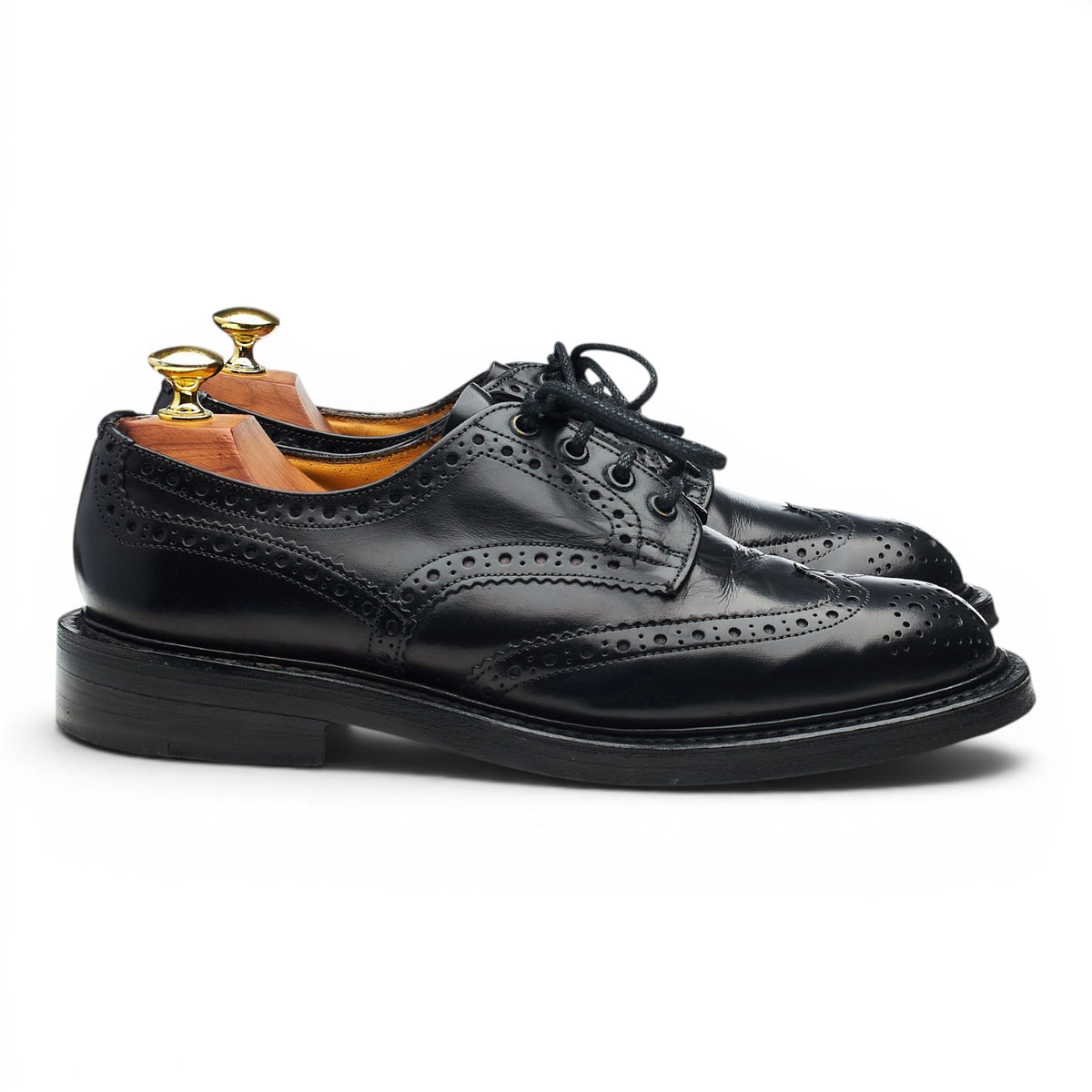 'Bourton' Black Leather Derby Brogues UK 7