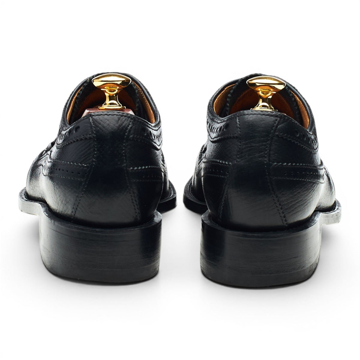 Bespoke Black Grain Leather Derby Brogues UK 8.5 F