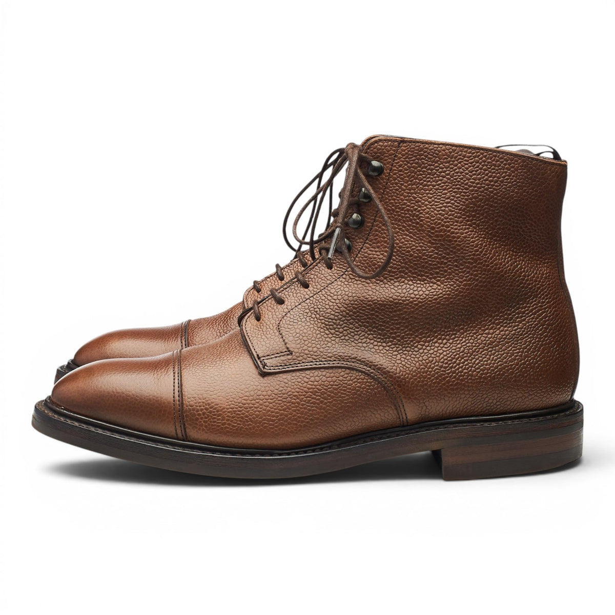 'Taron' Brown Grain Leather Boots UK 9.5 F