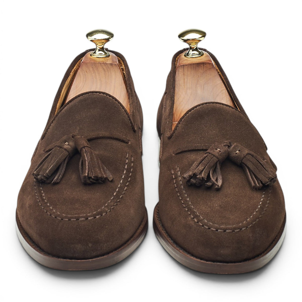 'Dart' Dark Brown Suede Tassel Loafers UK 7.5