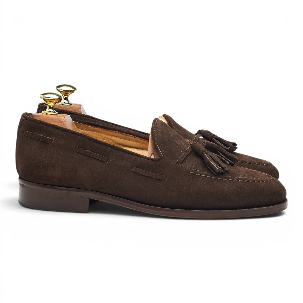 'Dart' Dark Brown Suede Tassel Loafers UK 7.5