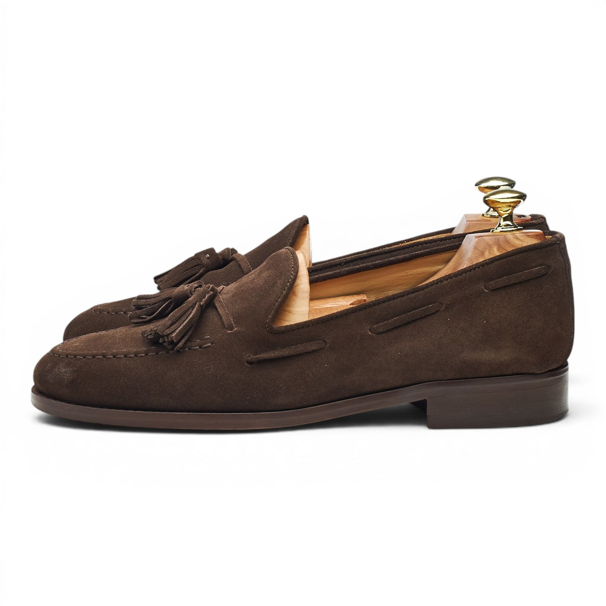 'Dart' Dark Brown Suede Tassel Loafers UK 7.5
