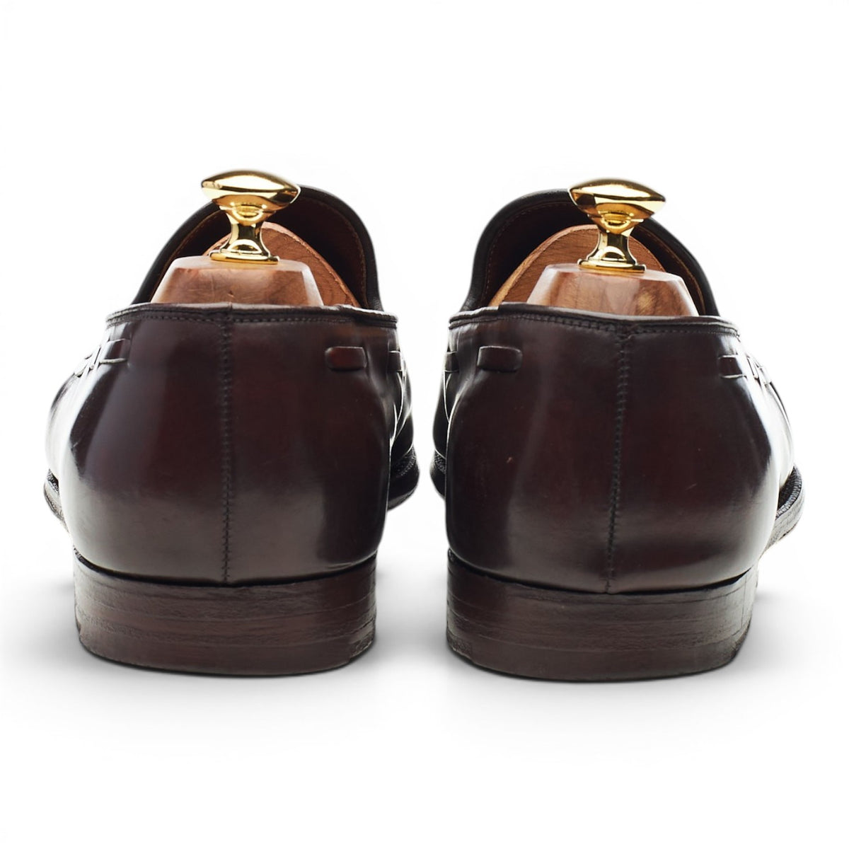 New & Lingwood Burgundy Cordovan Leather Tassel Loafers UK 10.5 E