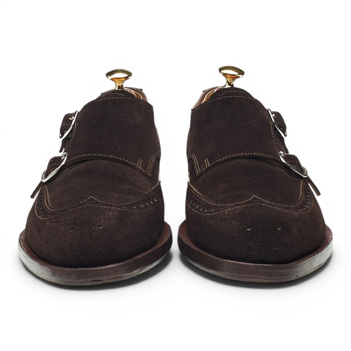 Bespoke Dark Brown Suede Double Monk Strap UK 8.5 F