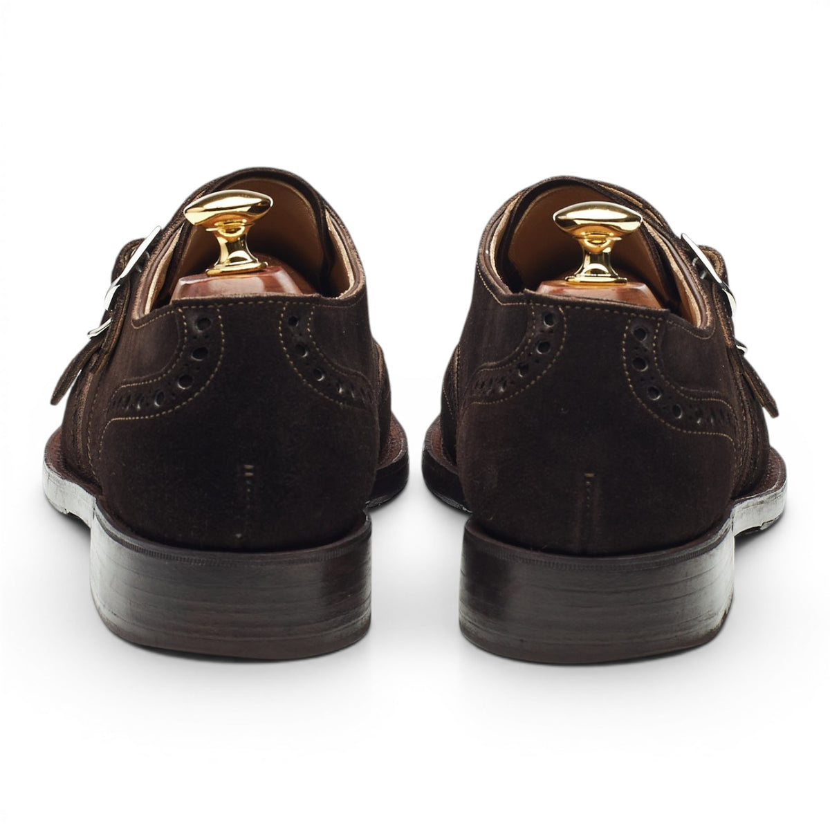 Bespoke Dark Brown Suede Double Monk Strap UK 8.5 F