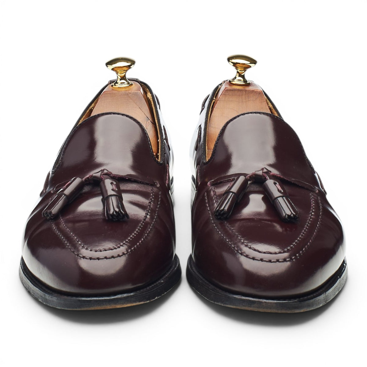 'Harrow' Burgundy Leather Tassel Loafers UK 9 EX