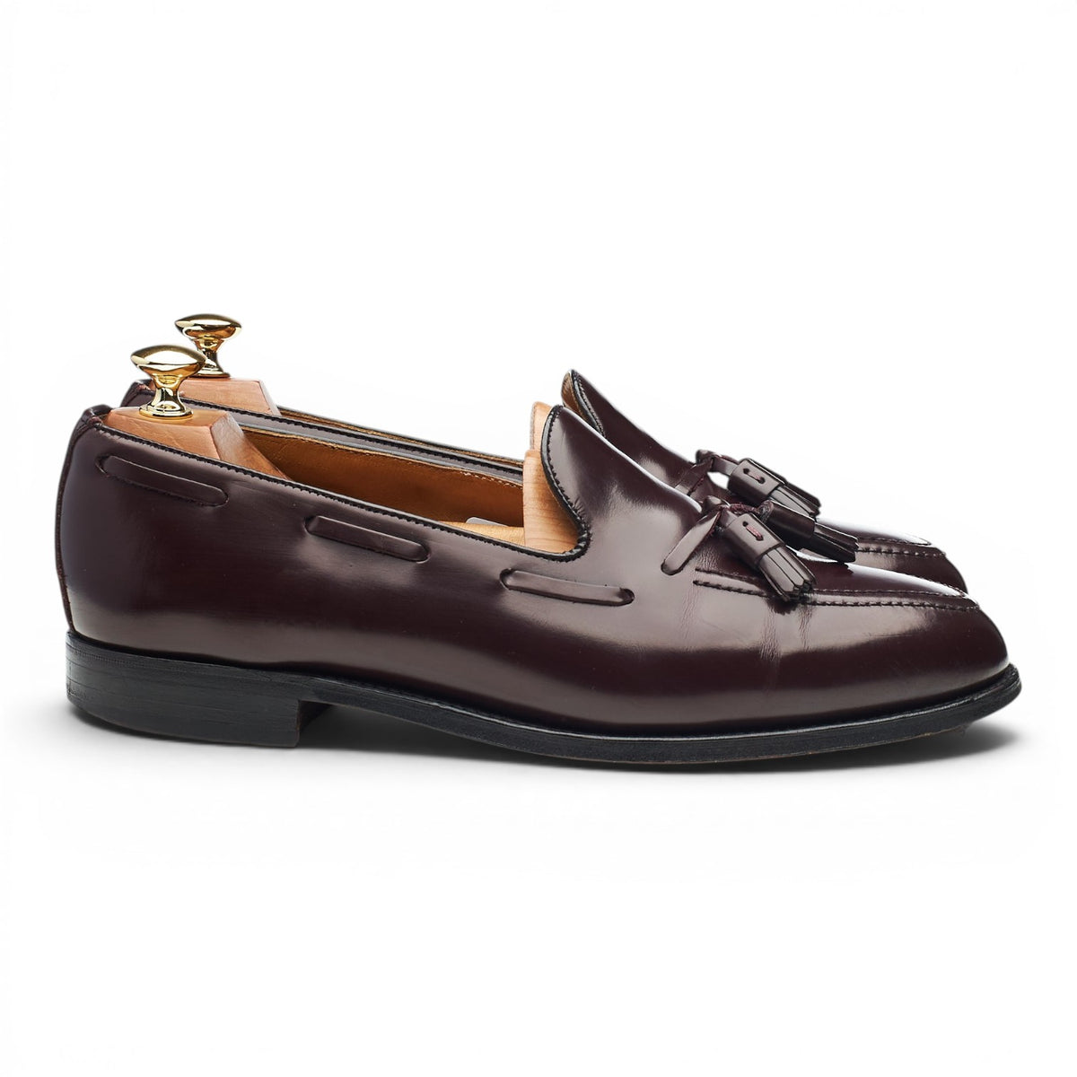 'Harrow' Burgundy Leather Tassel Loafers UK 9 EX