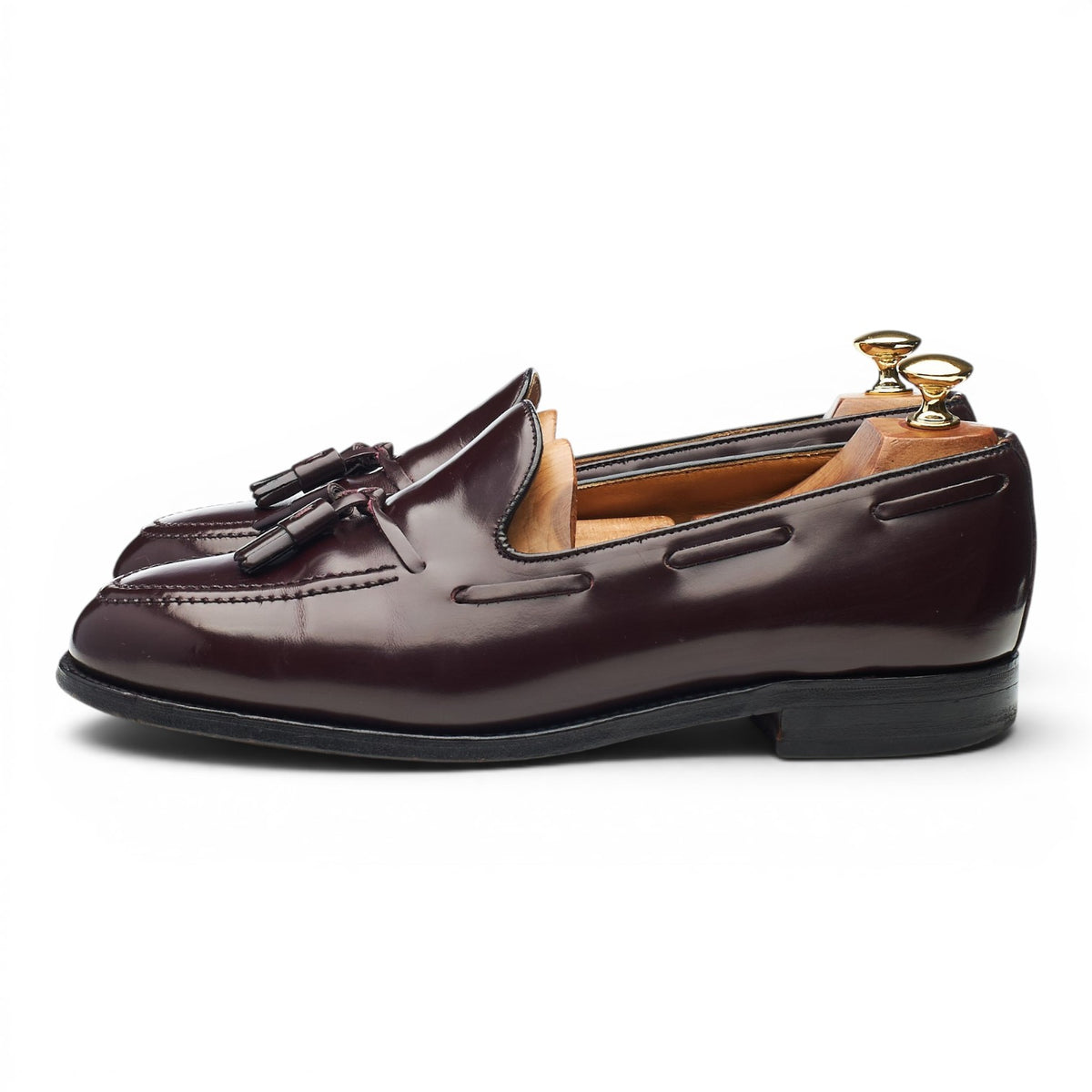 'Harrow' Burgundy Leather Tassel Loafers UK 9 EX