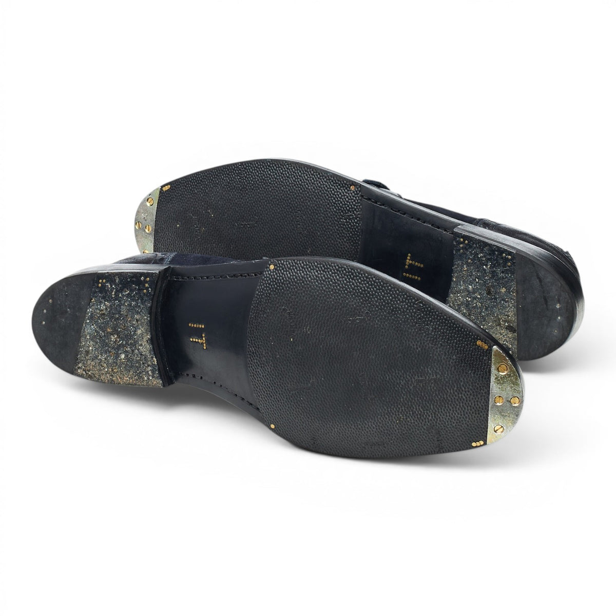 Bespoke Navy Blue Suede Fringed Monk Strap UK 8.5 F