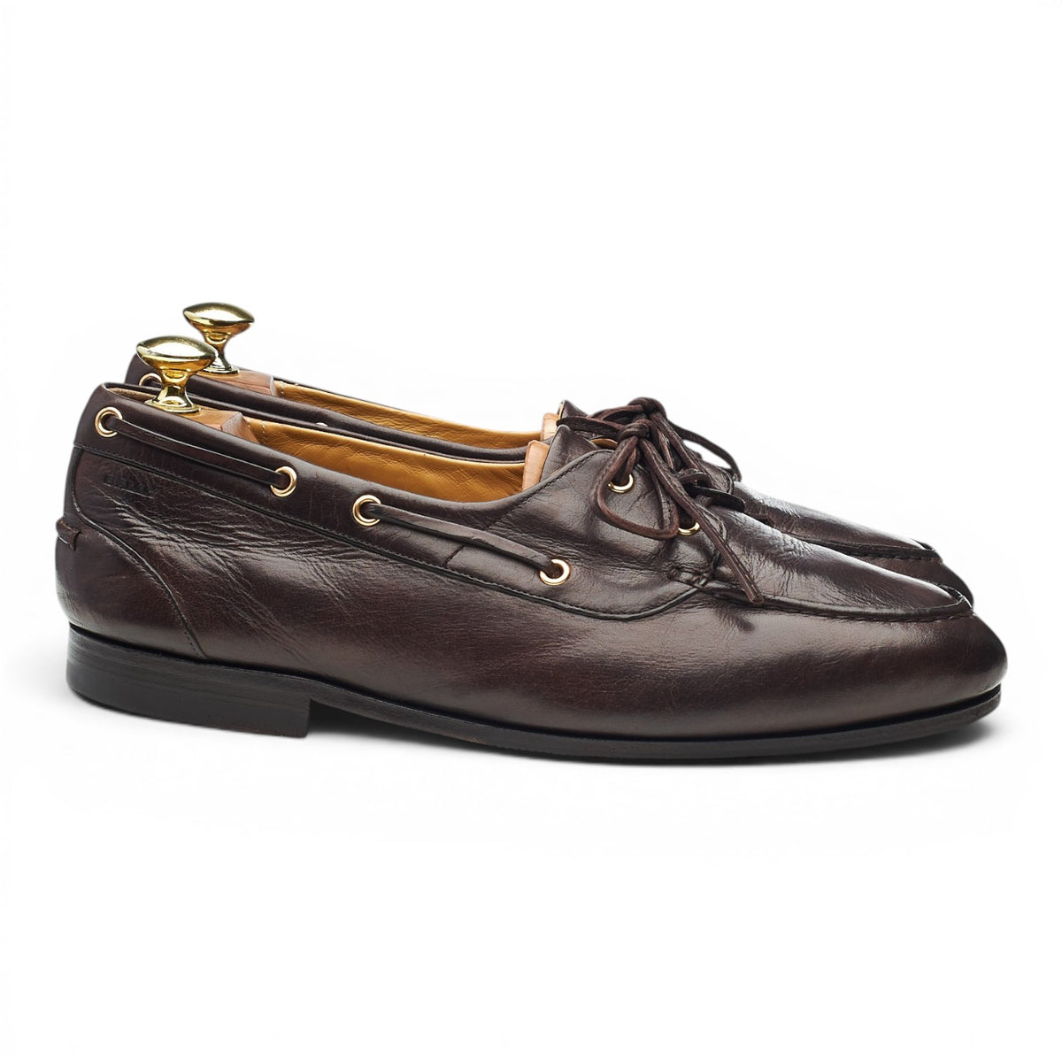 'Pathy' Dark Brown Leather Boat Shoes UK 7