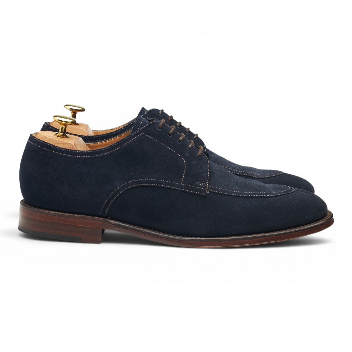 1880 'Ealing' Navy Blue Suede Split Toe Derby UK 8 F