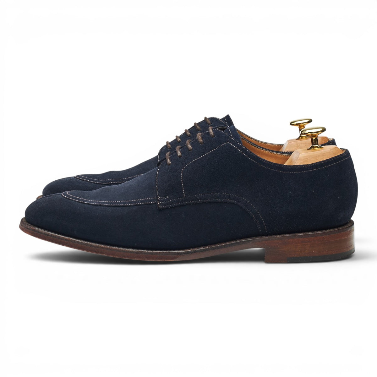 1880 'Ealing' Navy Blue Suede Split Toe Derby UK 8 F