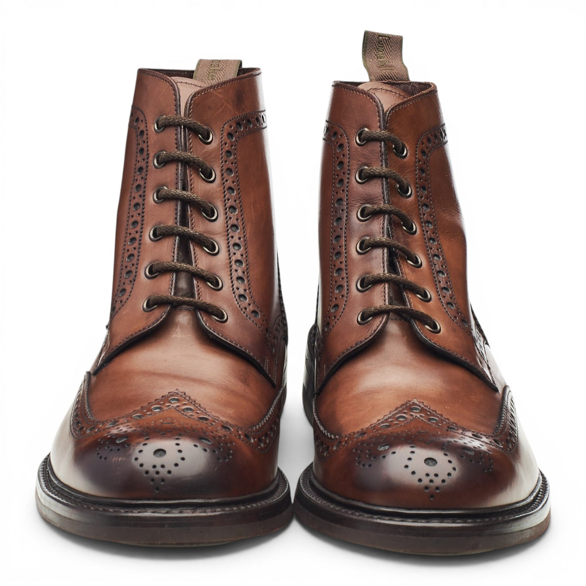 1880 'Bedale' Brown Leather Brogue Boots UK 11 G