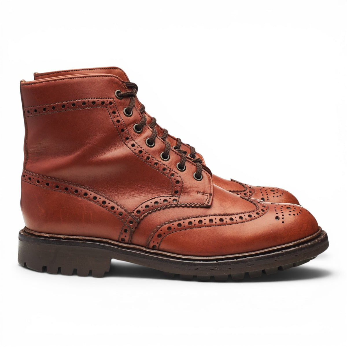 Hoggs of Fife Tan Brown Leather Brogue Boots UK 7 FX