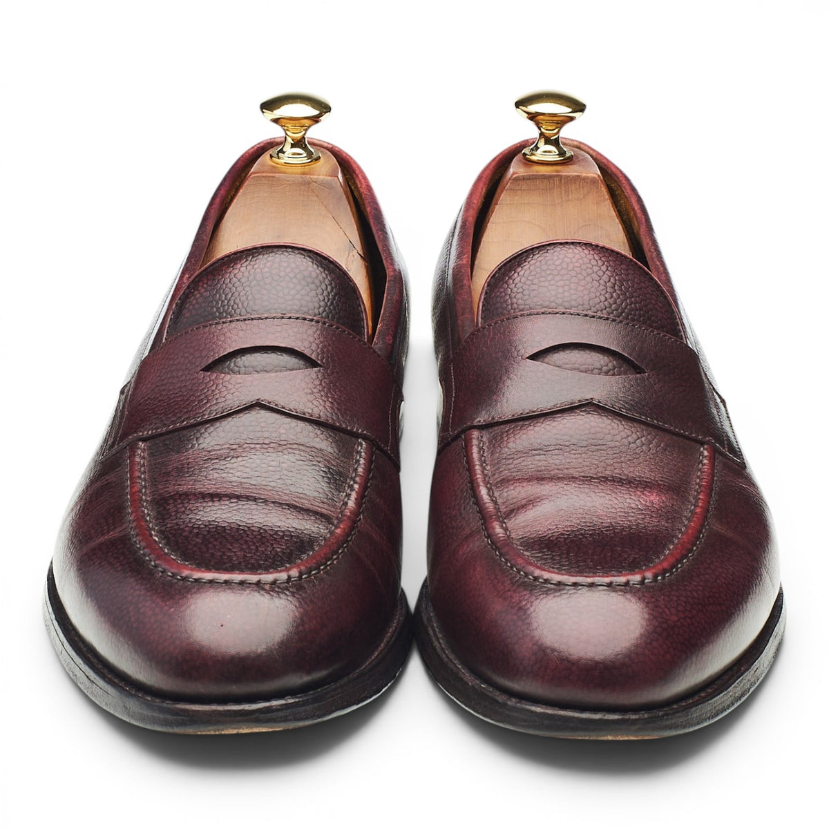 Burgundy Grain Leather Loafers UK 9.5