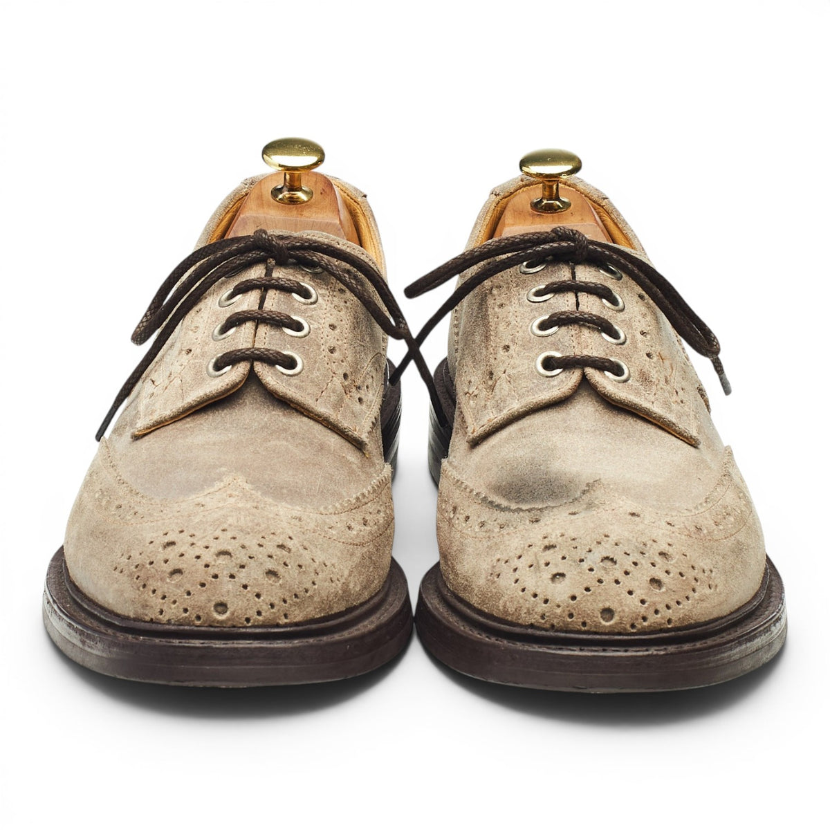 'Bourton' Stone Waxed Suede Derby Brogues UK 8