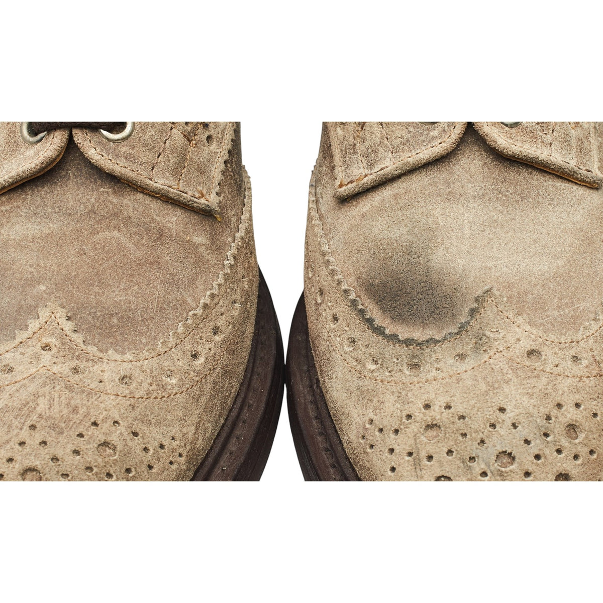 'Bourton' Stone Waxed Suede Derby Brogues UK 8