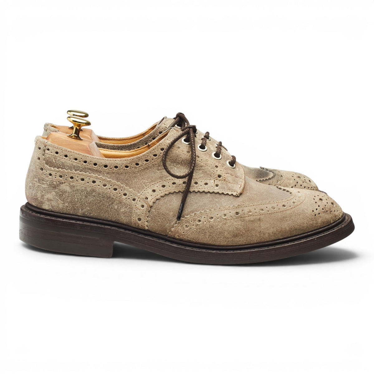 'Bourton' Stone Waxed Suede Derby Brogues UK 8