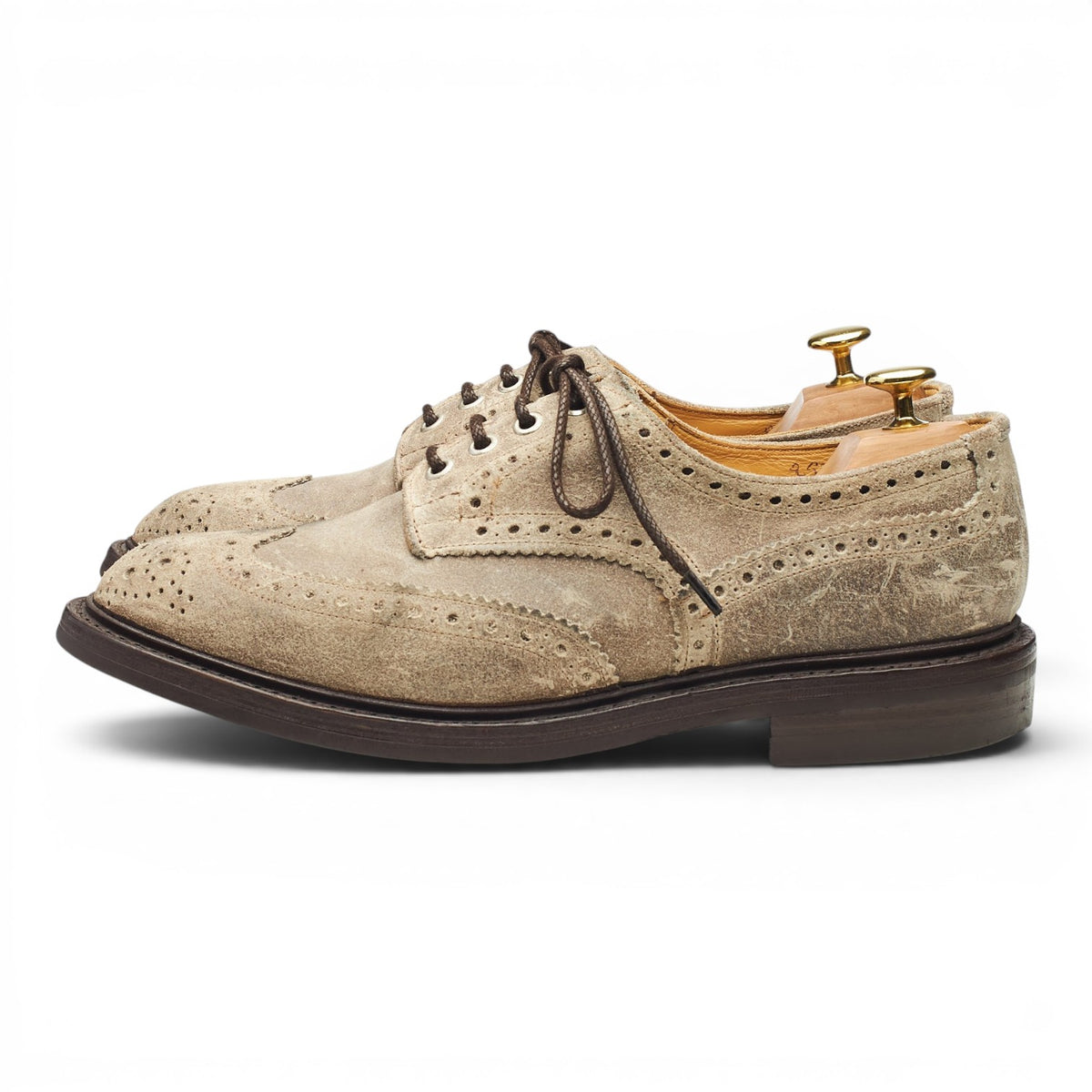 'Bourton' Stone Waxed Suede Derby Brogues UK 8