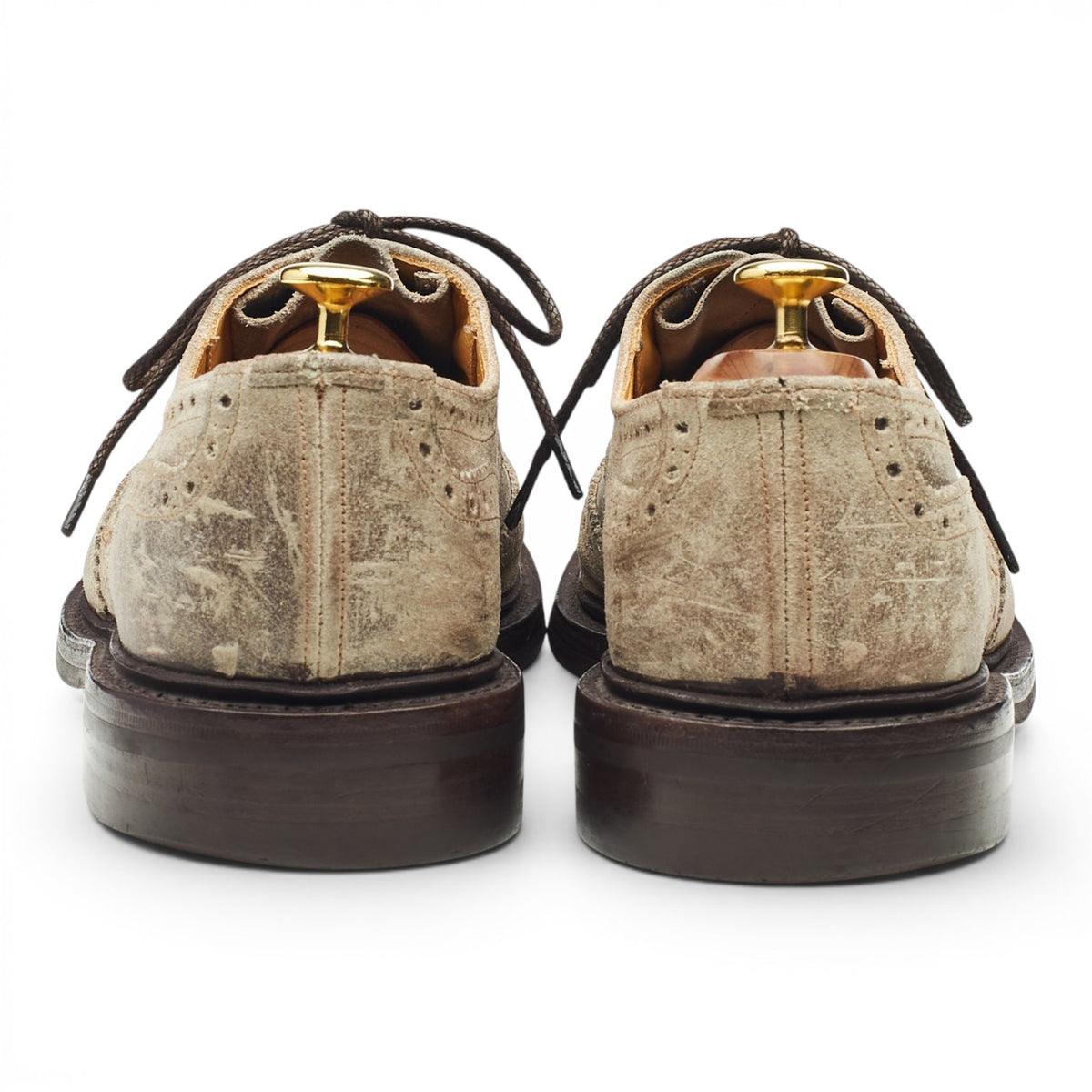 'Bourton' Stone Waxed Suede Derby Brogues UK 8