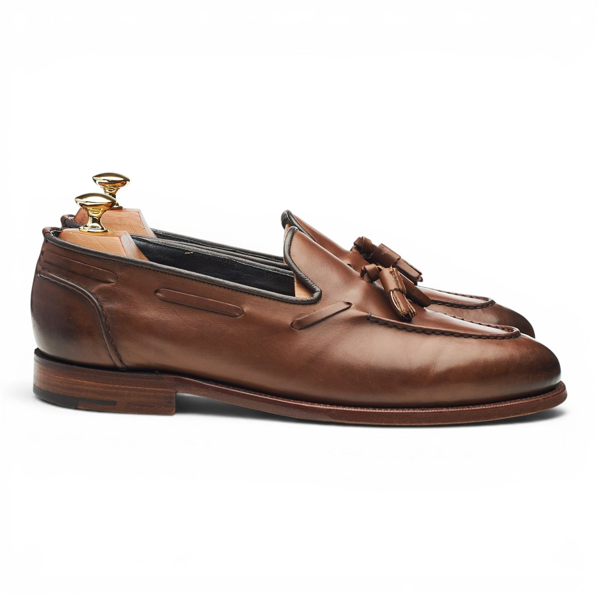'Leadenhall' Brown Leather Tassel Loafers UK 9 E