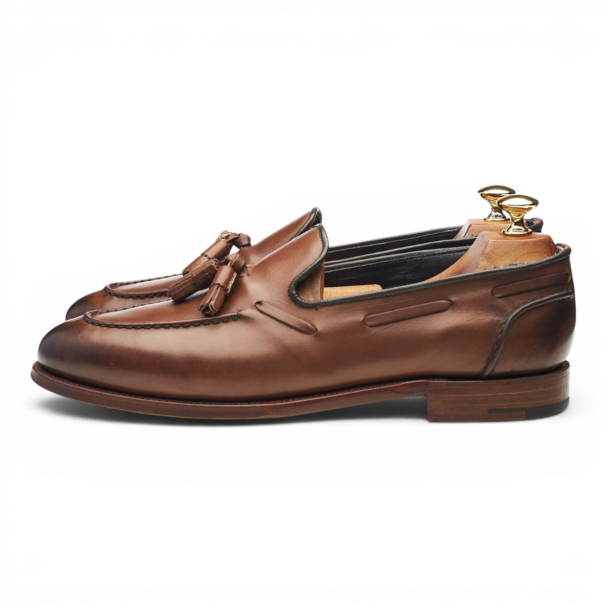 'Leadenhall' Brown Leather Tassel Loafers UK 9 E