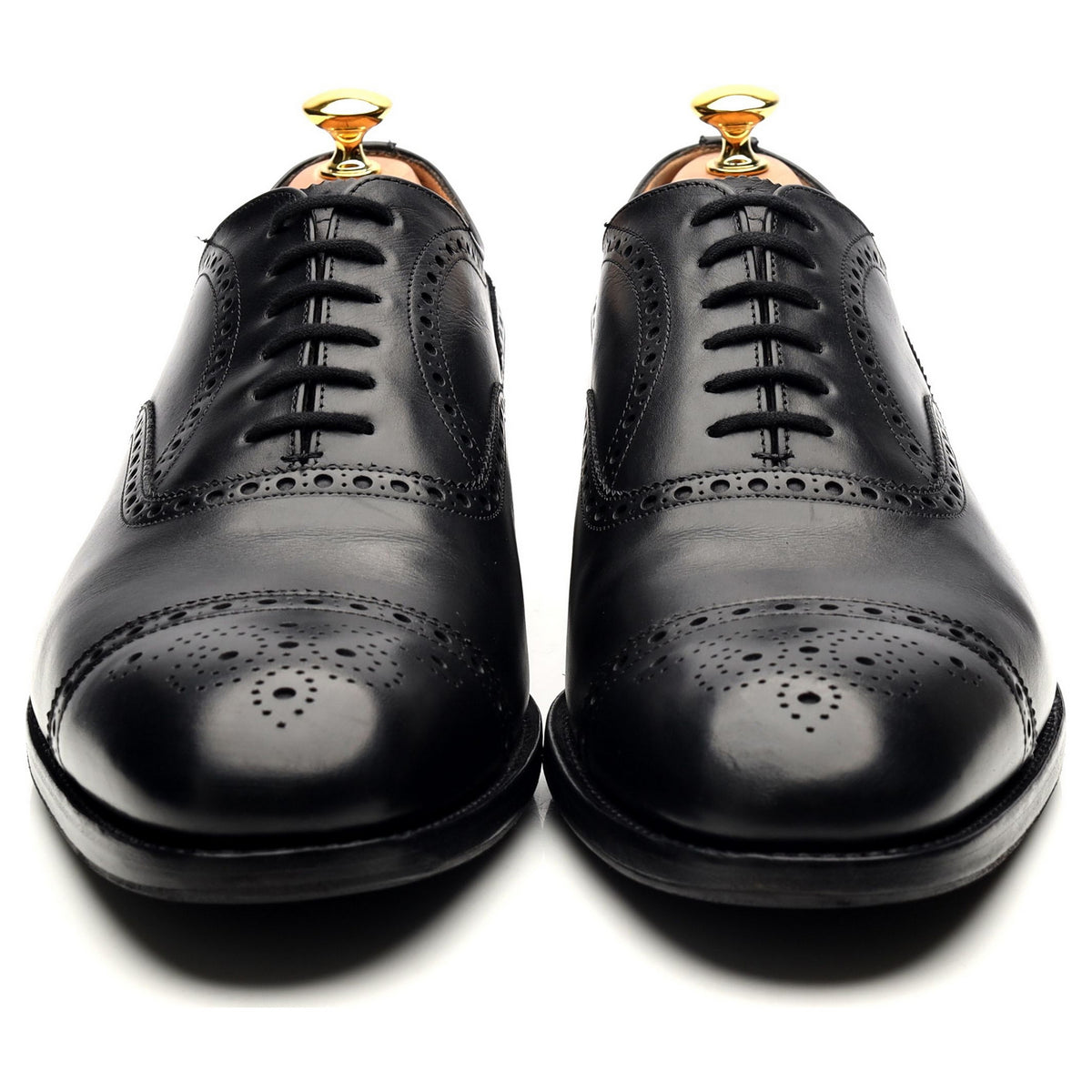 &#39;Diplomat&#39; Black Leather Oxford Semi Brogues UK 12 F