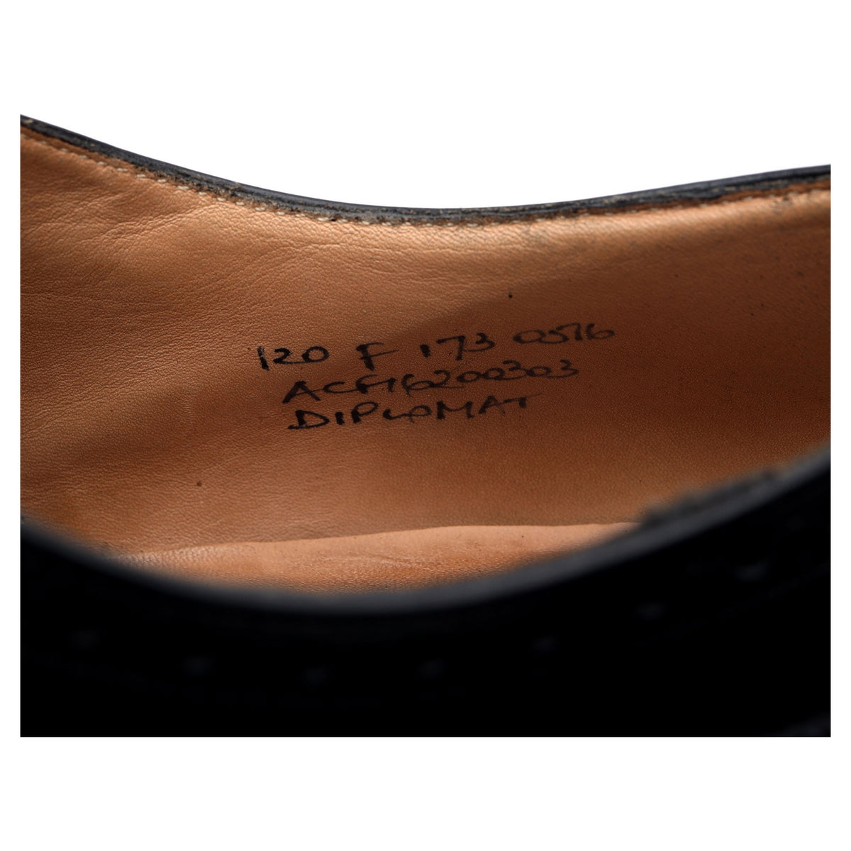 &#39;Diplomat&#39; Black Leather Oxford Semi Brogues UK 12 F
