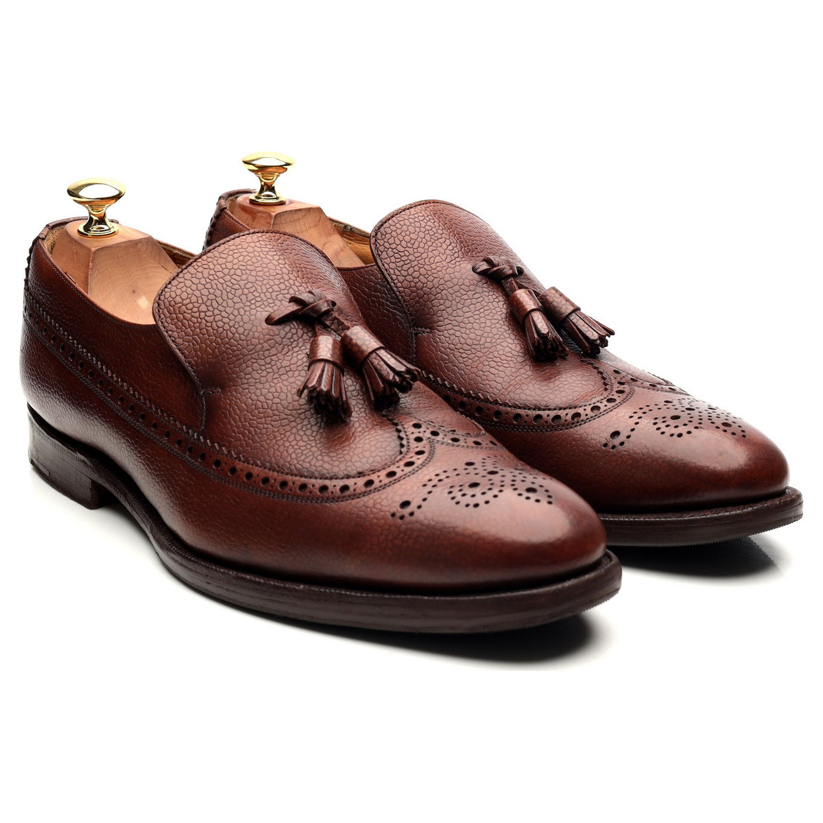 &#39;Kingston&#39; Brown Leather Tassel Loafers UK 9 F