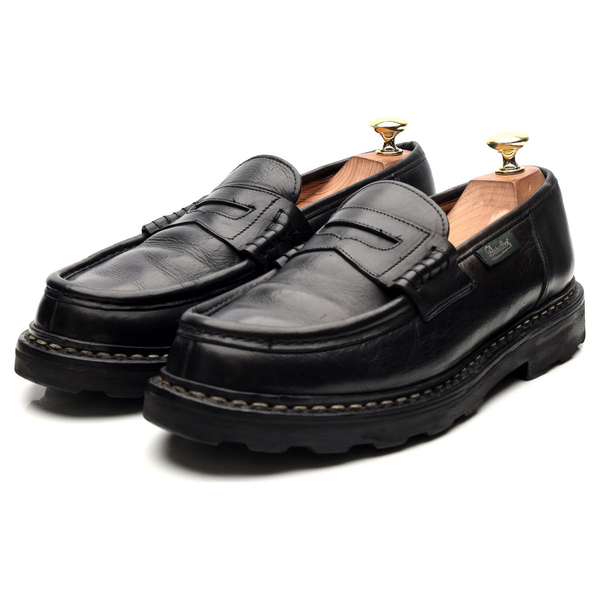 &#39;Reims&#39; Black Leather Loafers UK 8.5
