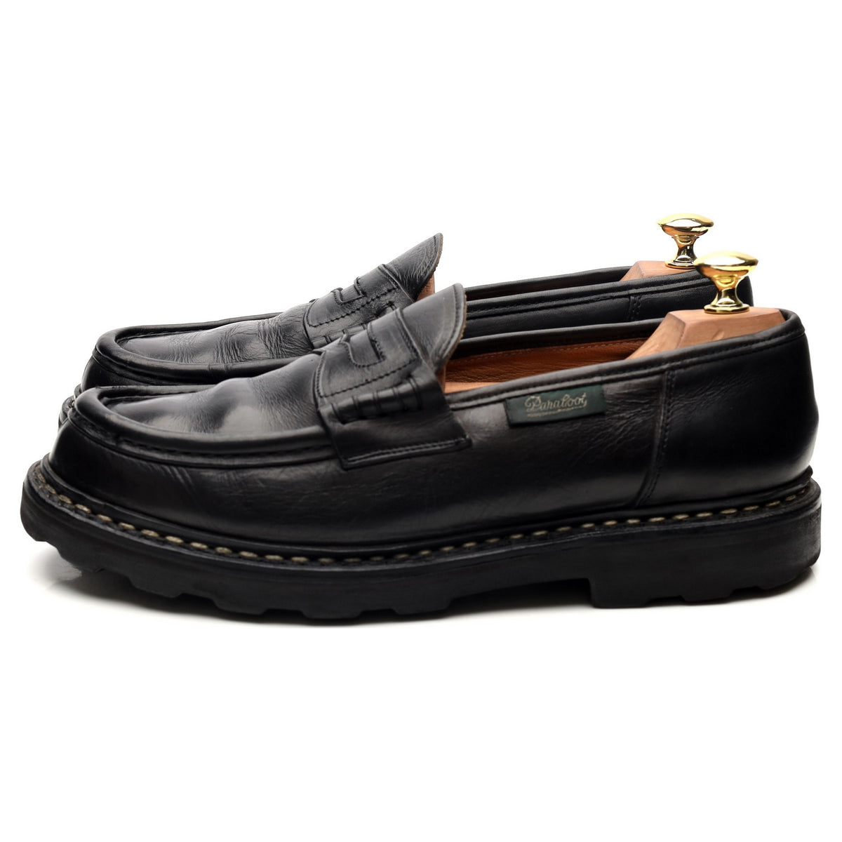 &#39;Reims&#39; Black Leather Loafers UK 8.5