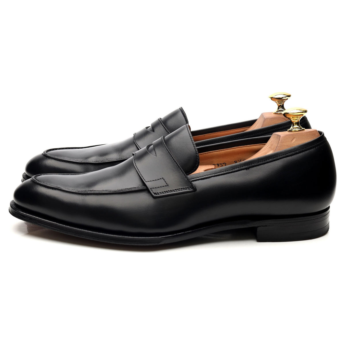 &#39;Crawford&#39; Black Leather Loafers UK 8.5 E