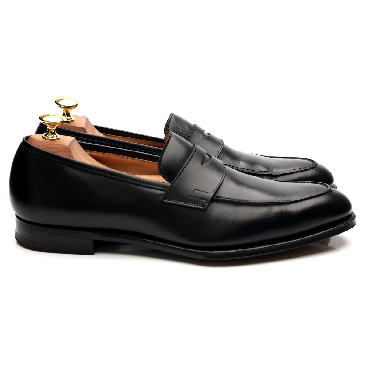 &#39;Crawford&#39; Black Leather Loafers UK 8.5 E