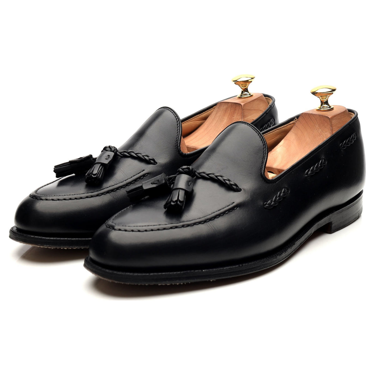 &#39;Langham&#39; Black Leather Tassel Loafers UK 10.5 EX