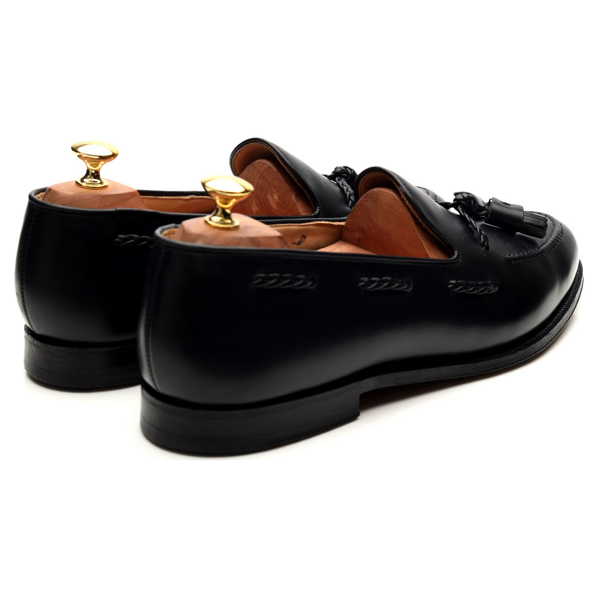 &#39;Langham&#39; Black Leather Tassel Loafers UK 10.5 EX