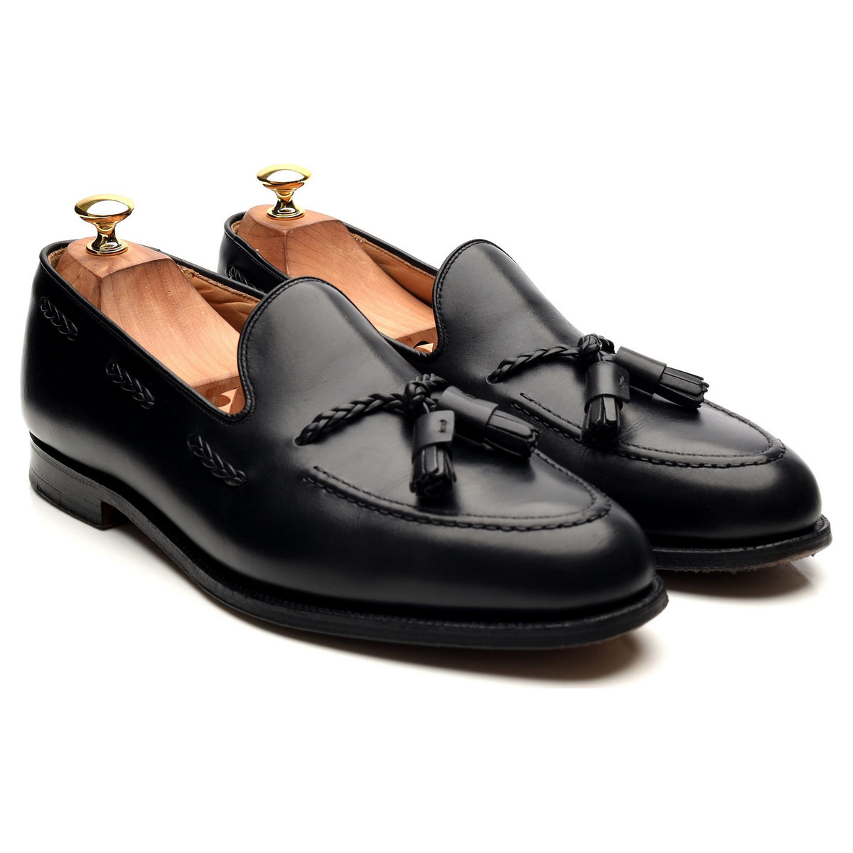 &#39;Langham&#39; Black Leather Tassel Loafers UK 10.5 EX